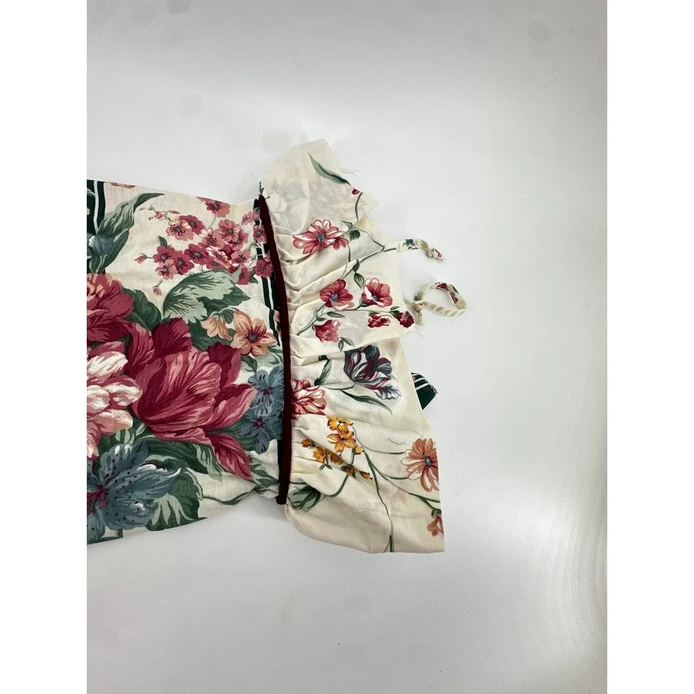 Croscill Floral Neck Roll Pillowcase Ruffled Bolster Cover Vintage Cottagecore